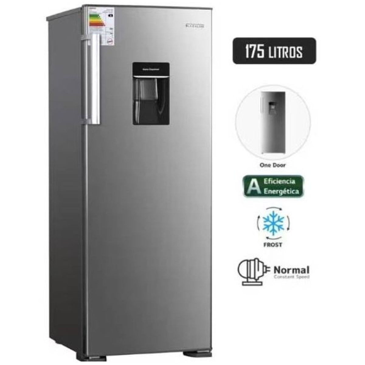 BLACKLINE - REFRIGERADORA BLACKLINE 175 L CON DISP DE AGUA PLATEADO - 1PD