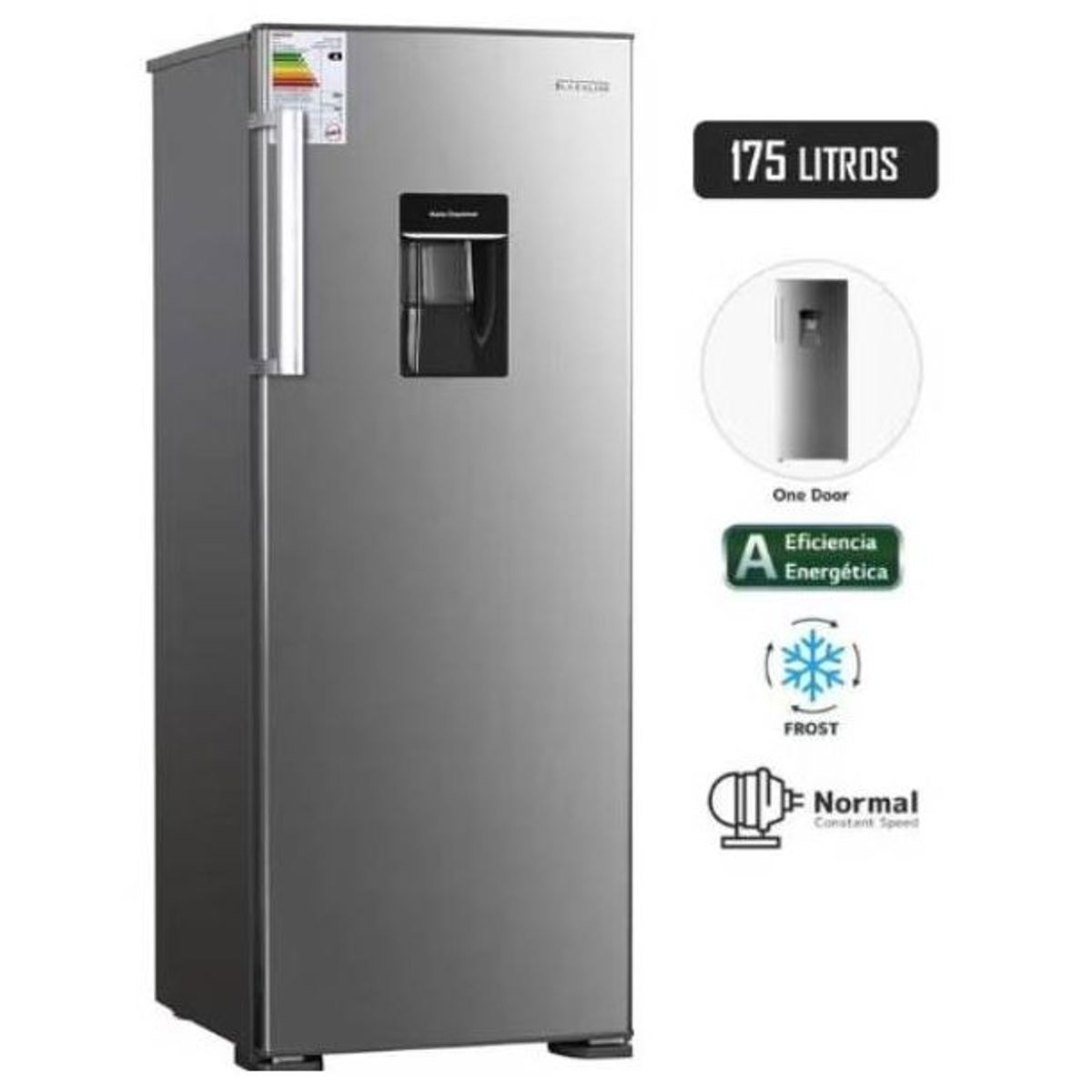 BLACKLINE - REFRIGERADORA BLACKLINE 175 L CON DISP DE AGUA PLATEADO - 1PD
