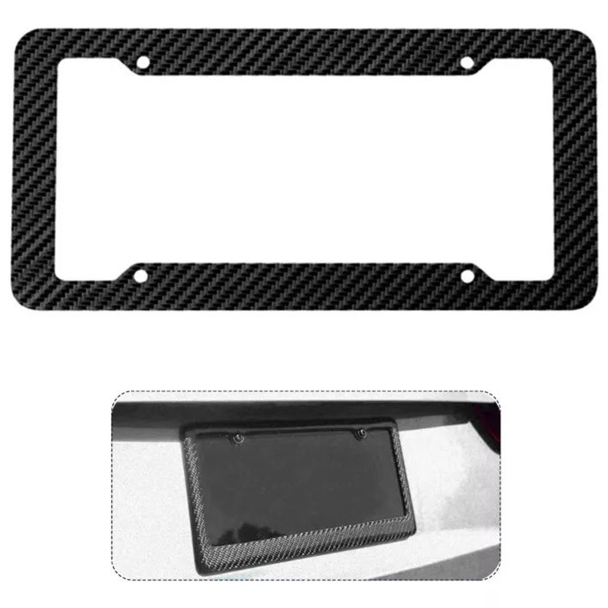 GENERICO - Porta Placa Fibra De Carbono 3d Deportivo Auto Camioneta