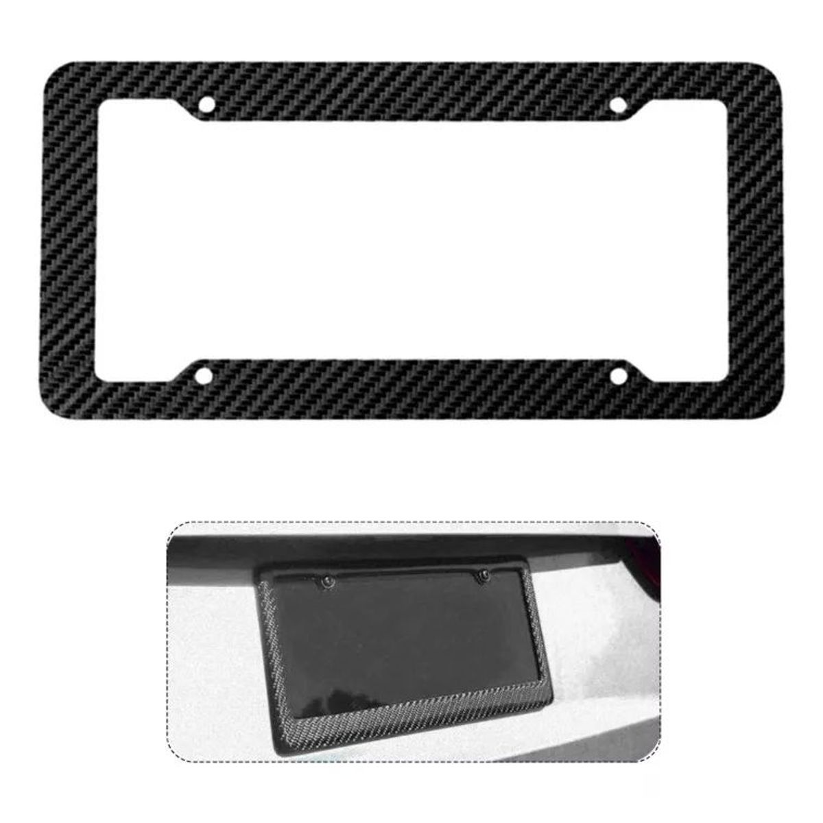 GENERICO - Porta Placa Fibra De Carbono 3d Deportivo Auto Camioneta