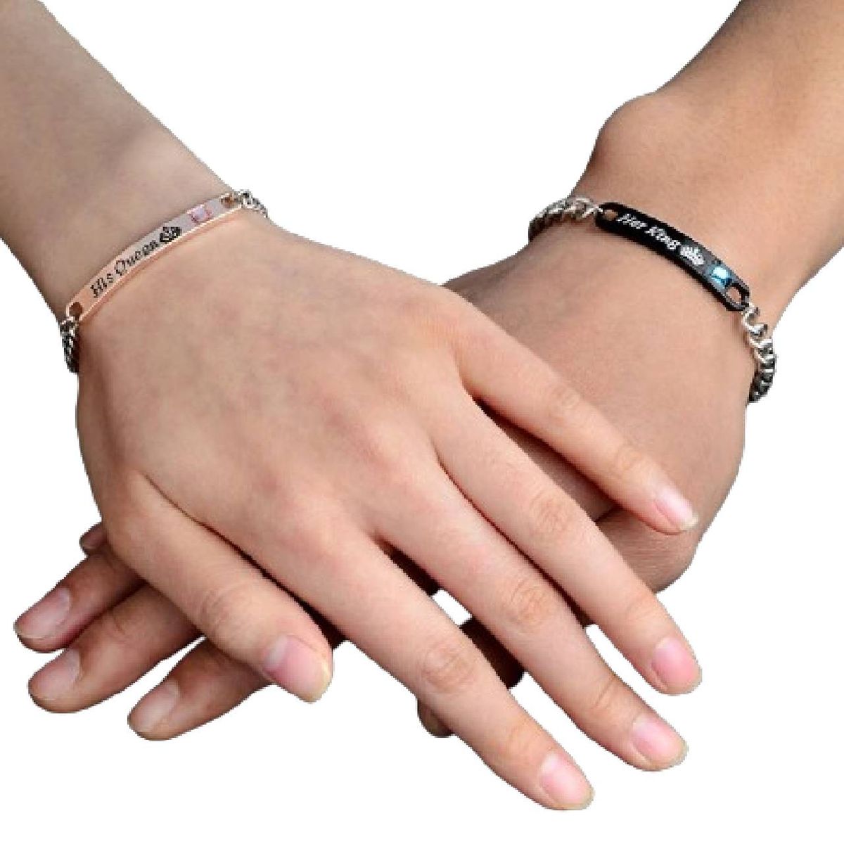 NO LOGO - Pulsera De Pareja Rey & Reina Acero Regalo Especial