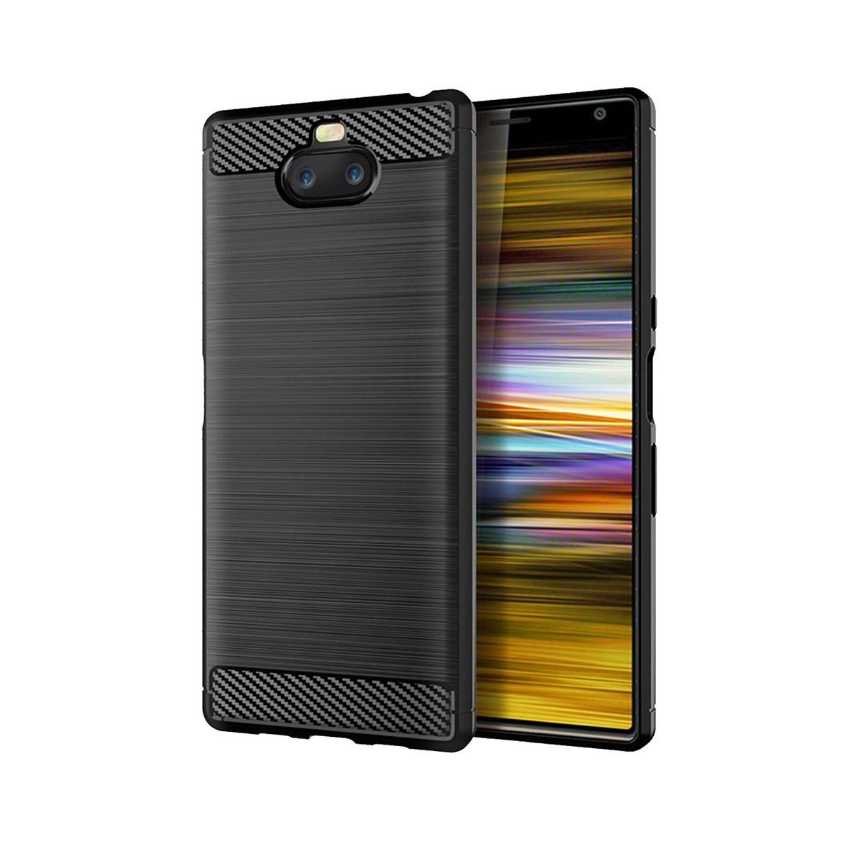 GENERICO - Case Funda Silicona Fibra De Carbono SONY XPERIA 10 - Negro