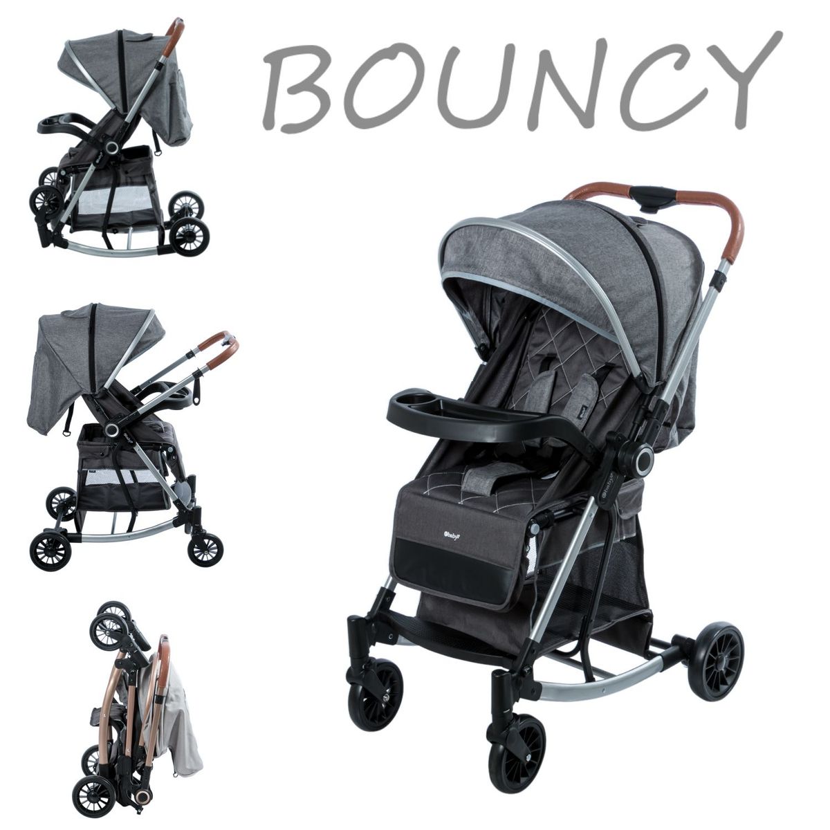 EBABY - Coche Mecedora Reversible BOUNCY EB116 -Gris