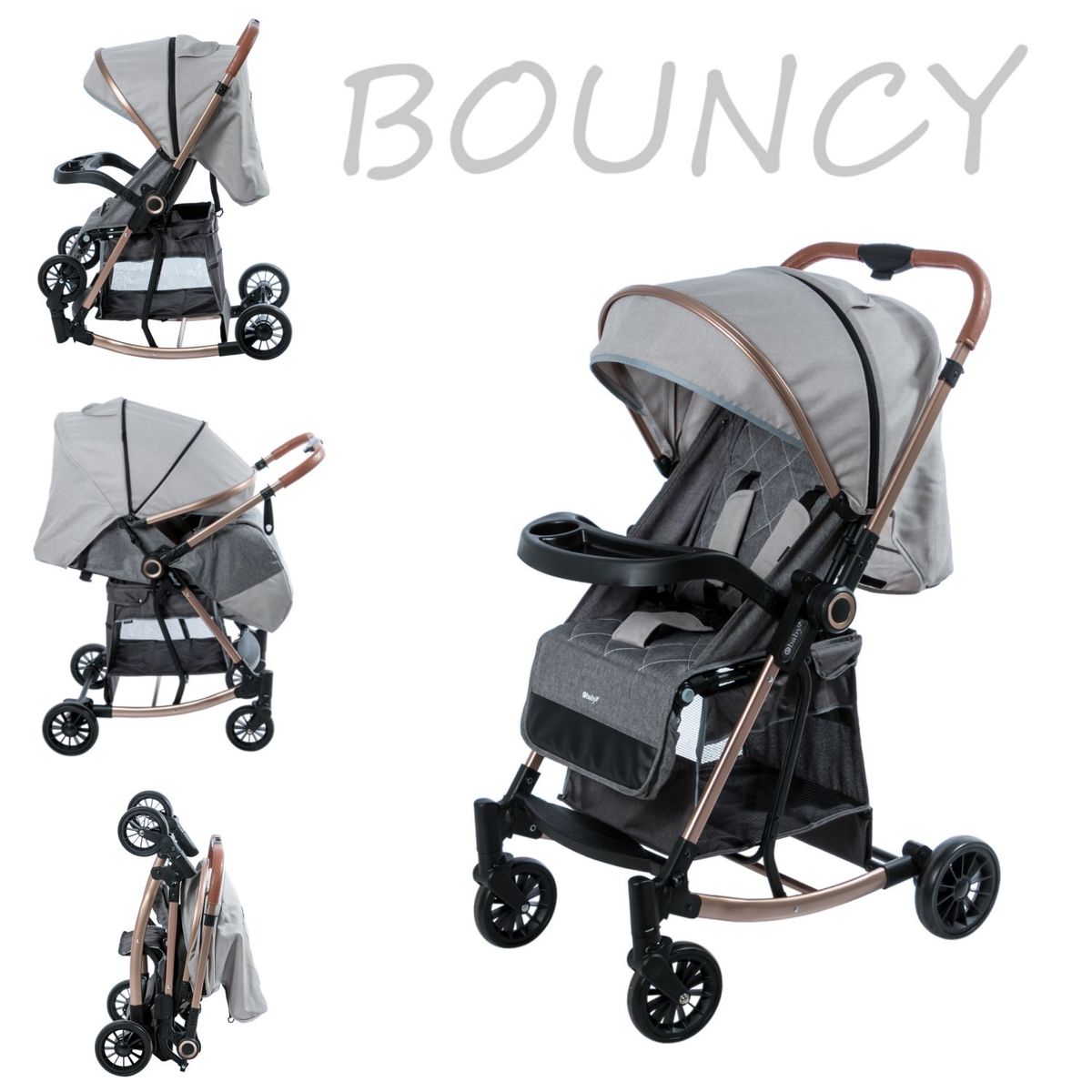 EBABY - Coche Mecedora Reversible BOUNCY EB116 -Plomo