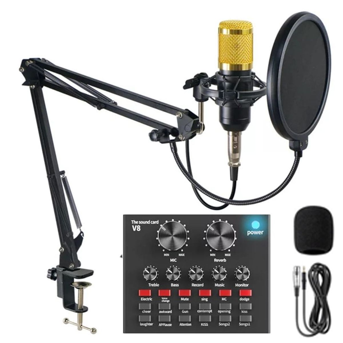 DREIZT - Micrófono Profesional con Consola de Sonido BM-800 Dreizt Gold