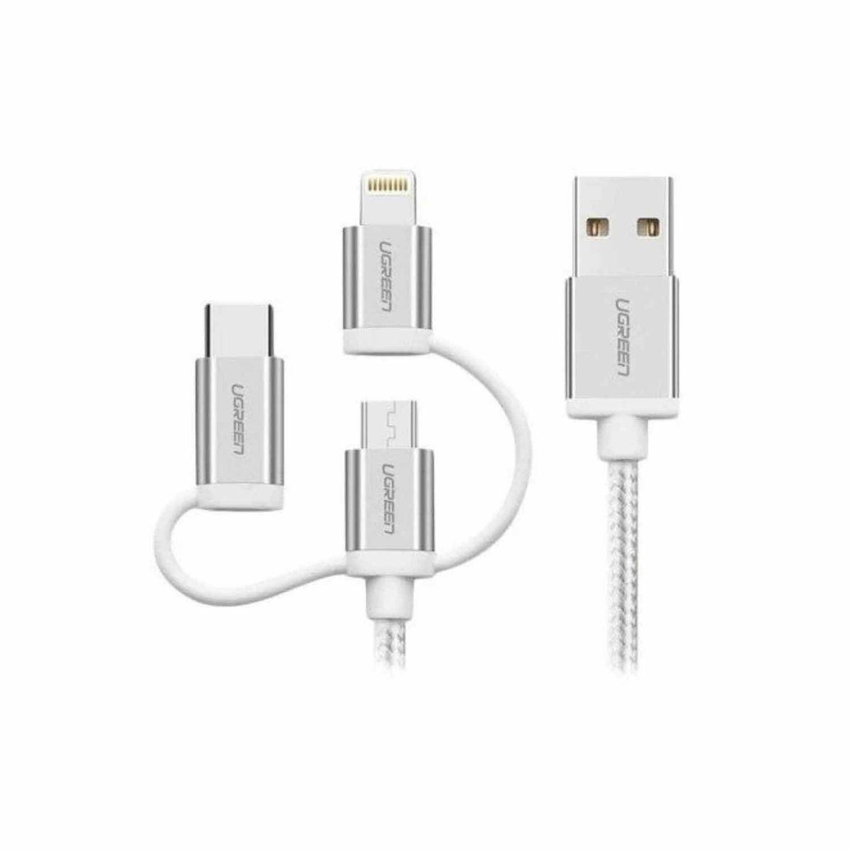 UGREEN - Cable Ugreen Usb 20 3 In 1 To Micro B+Lightning+Usb-C 1.5M 50203