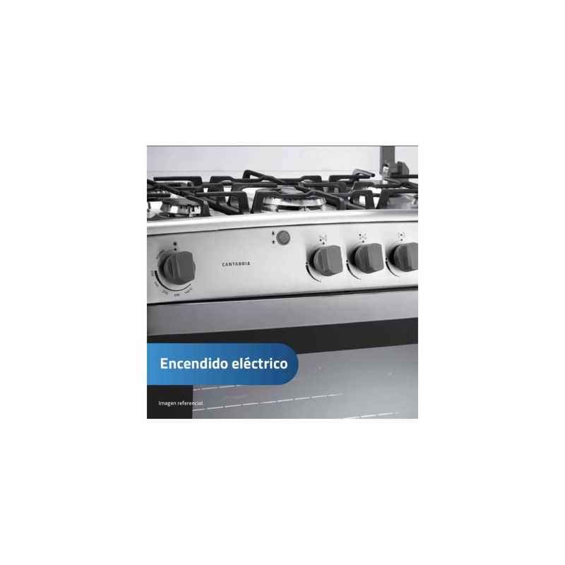 INDURAMA - COCINA INDURAMA GLP CANTABRIA CROMA 5 Hornillas TRIPLE LLAMA