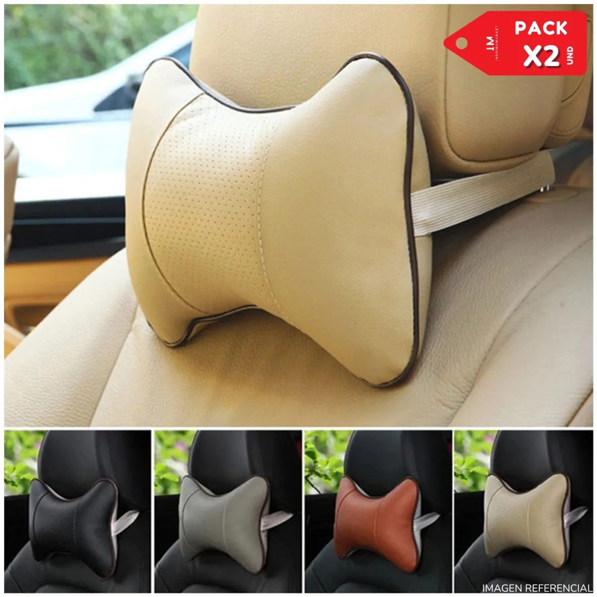 INSPIRA MARKET - Almohadilla para asiento de auto cojín cervical PACK x2