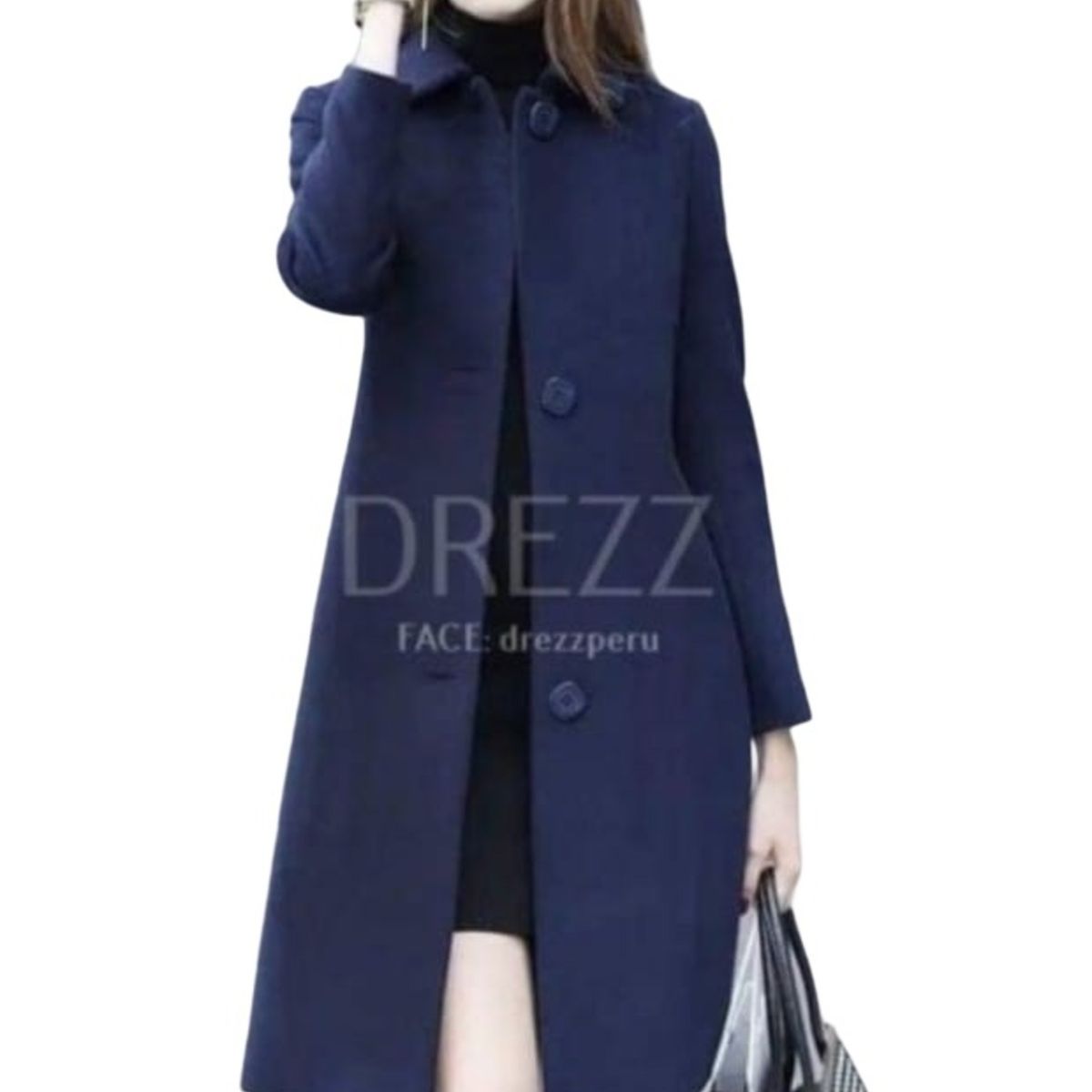 GENERICO - Abrigo Paño Bebe Azul Marino para mujer