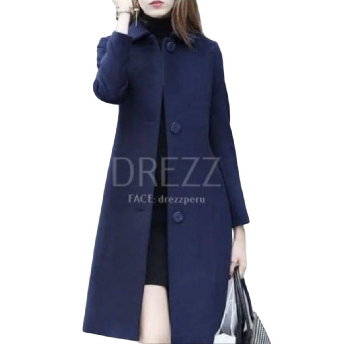 GENERICO - Abrigo Paño Bebe Azul Marino para mujer