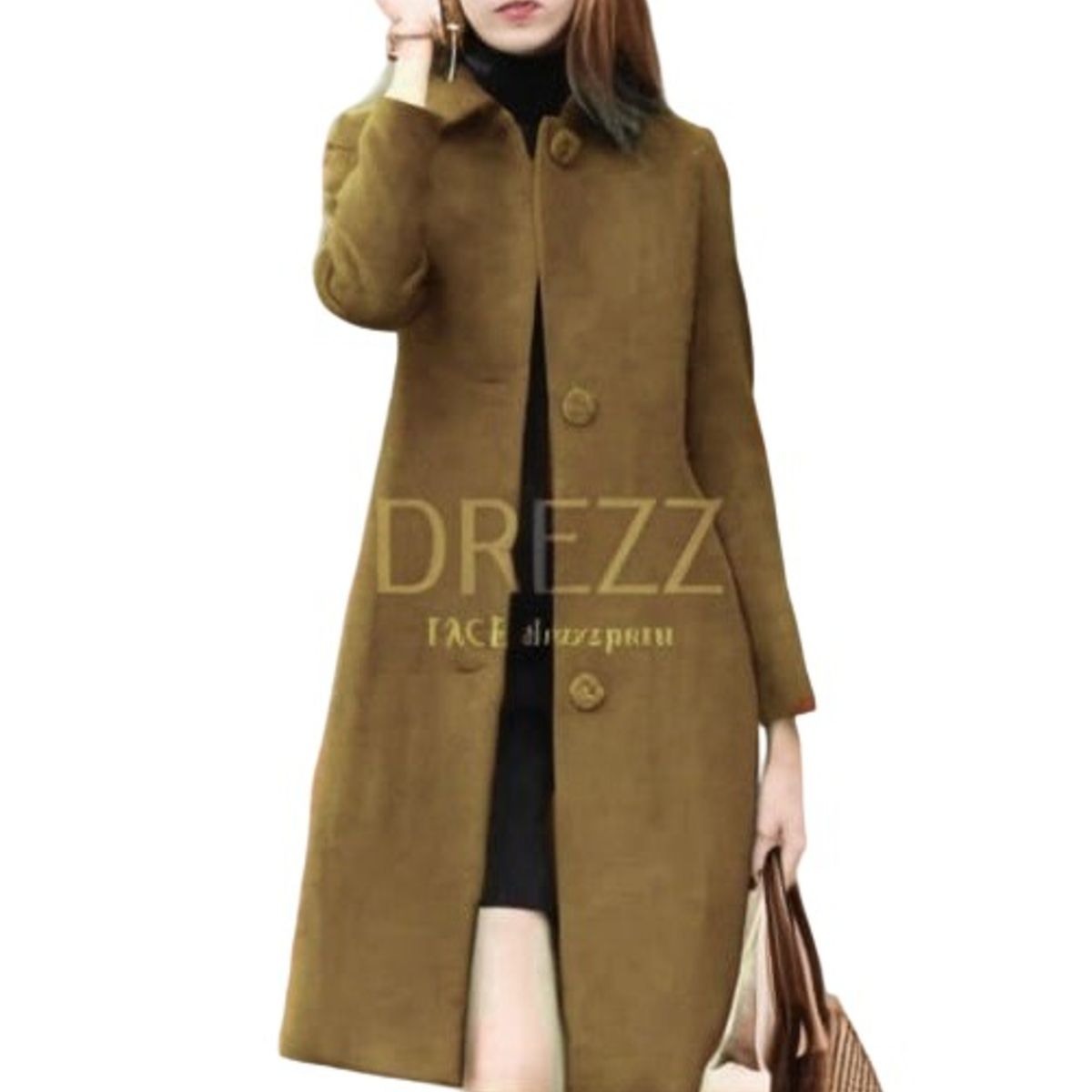 GENERICO - Abrigo Paño Bebe Camel para mujer