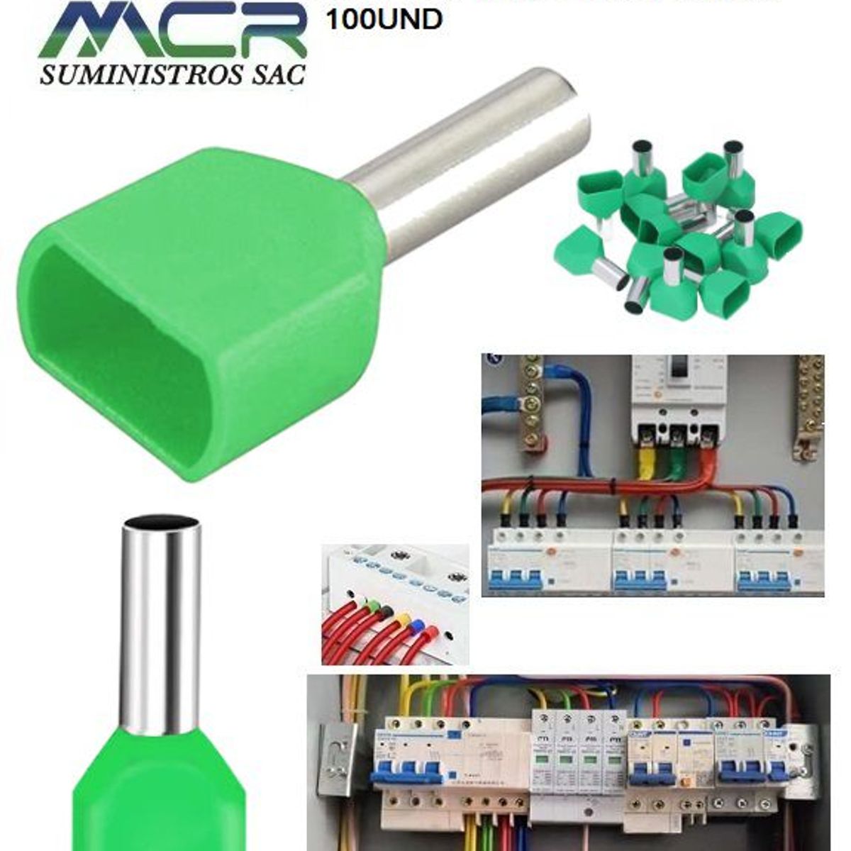 GENERICO - TERMINAL TUBULAR DOBLE PARA CABLE 6AWG 16MM2 PAQ100UND