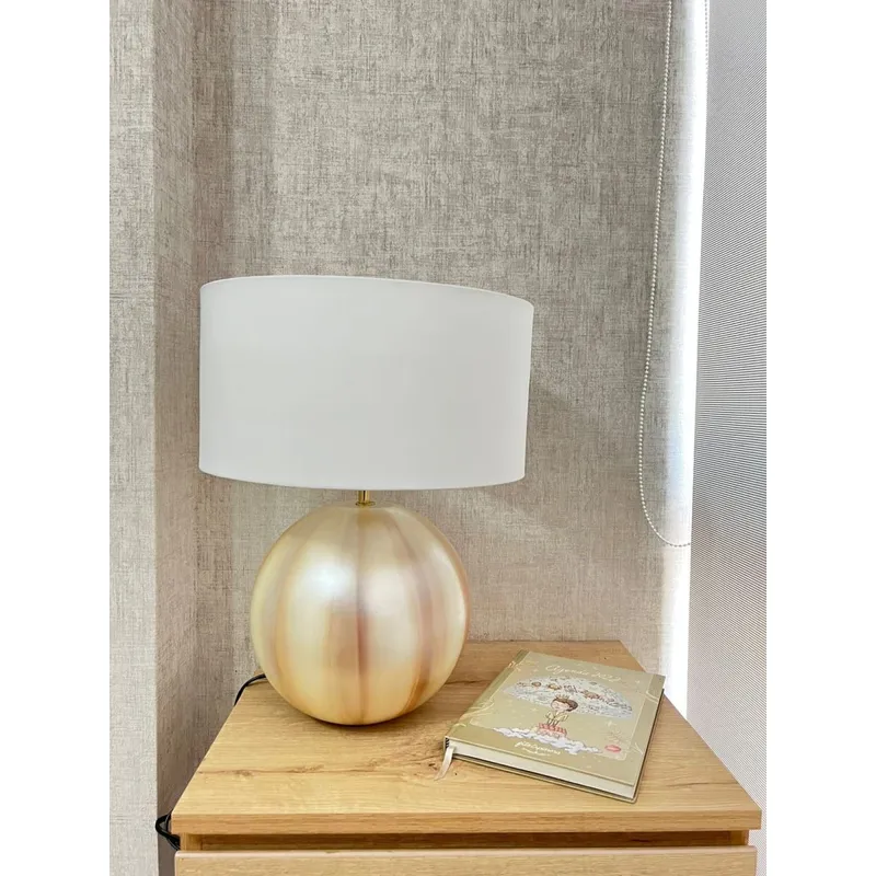 GENERICO - Lámpara de Mesa Esferica Base Ceramico 43x35 cm