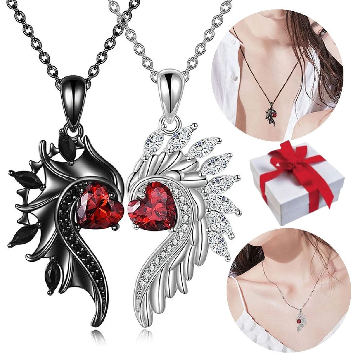 NO LOGO - Collar De Pareja Alas De Angel Promesa De Amor Regalo