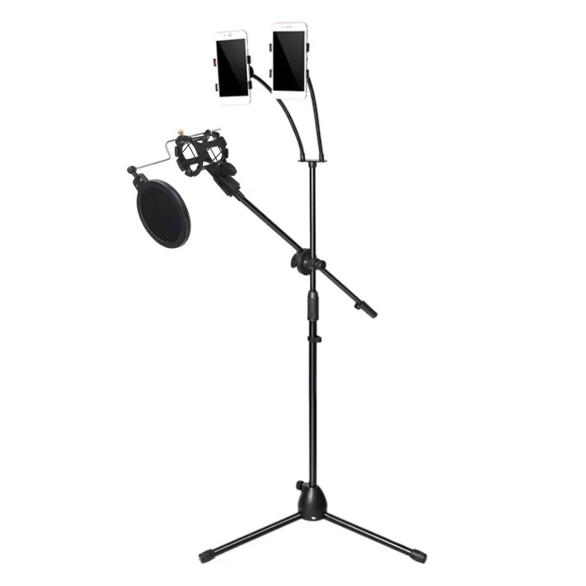 GENERICO - Tripode para Microfono 170cm con Doble Soporte Celular Flexible Araña