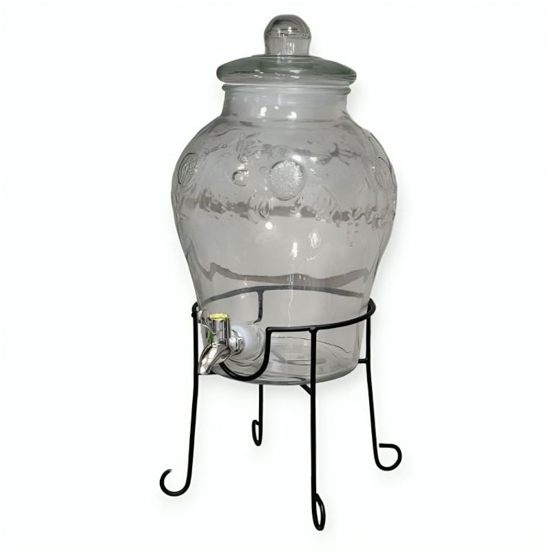 GENERICO - Dispensador De Agua En Vidrio De 6 L Con Rack