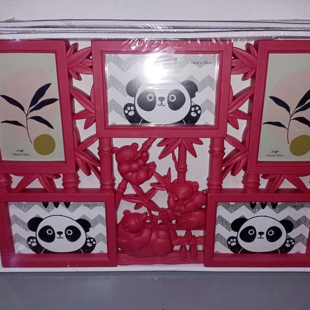 GENERICO - Portafotos Portaretratos Panda 5 Fotos Guinda