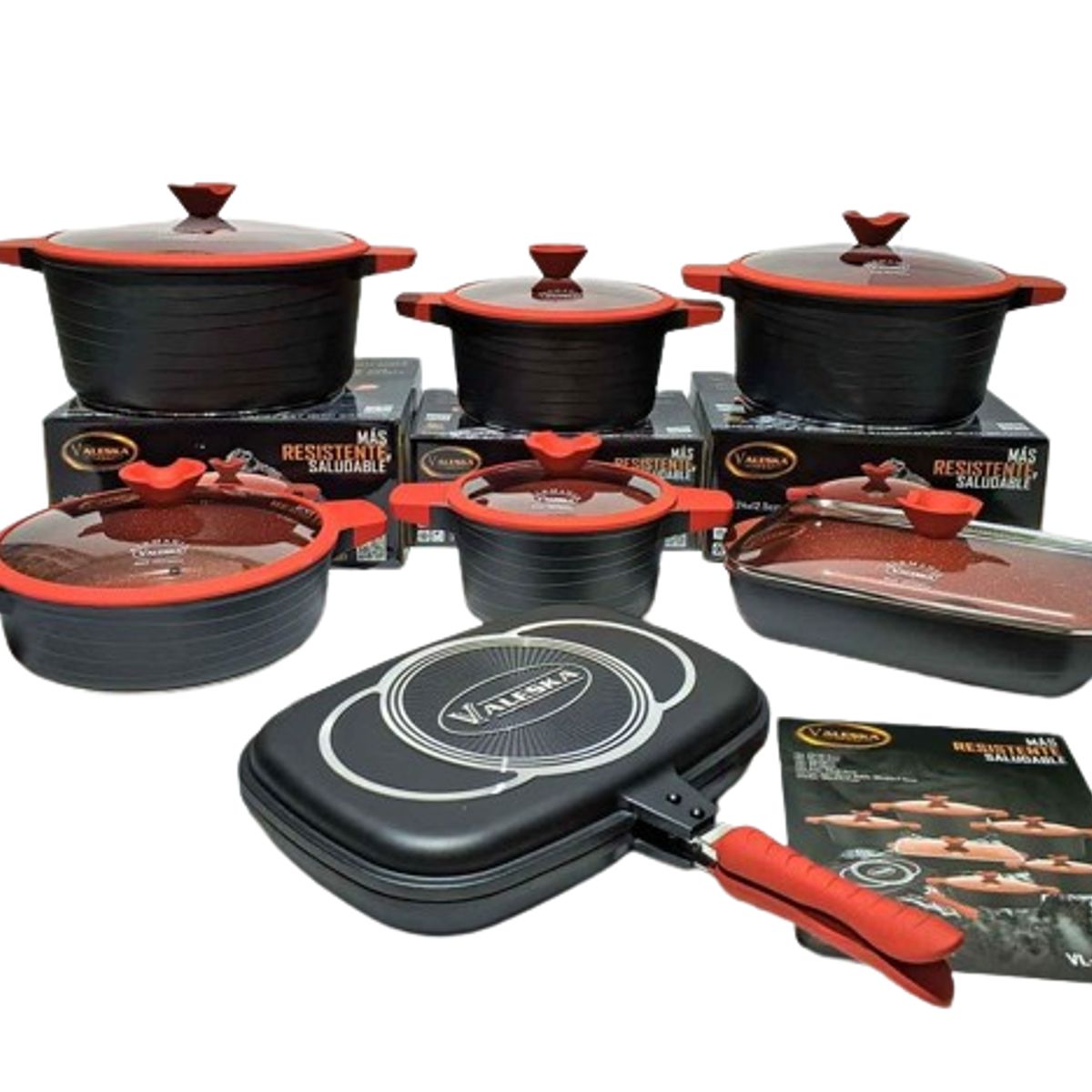 VALESKA - JUEGO DE OLLAS ROCA VOLCANICA  VALESKA - 13 PZ