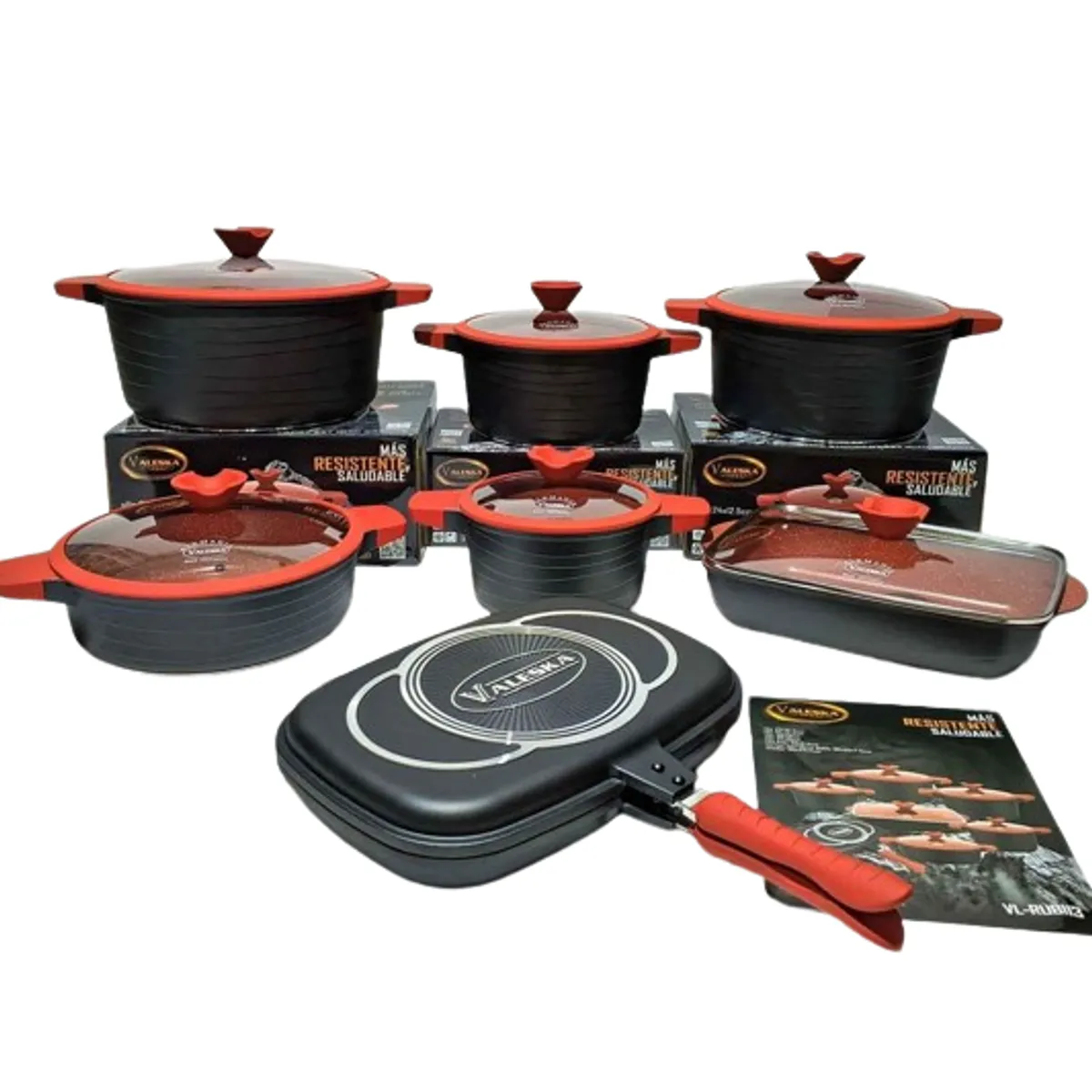 VALESKA - JUEGO DE OLLAS ROCA VOLCANICA  VALESKA - 13 PZ