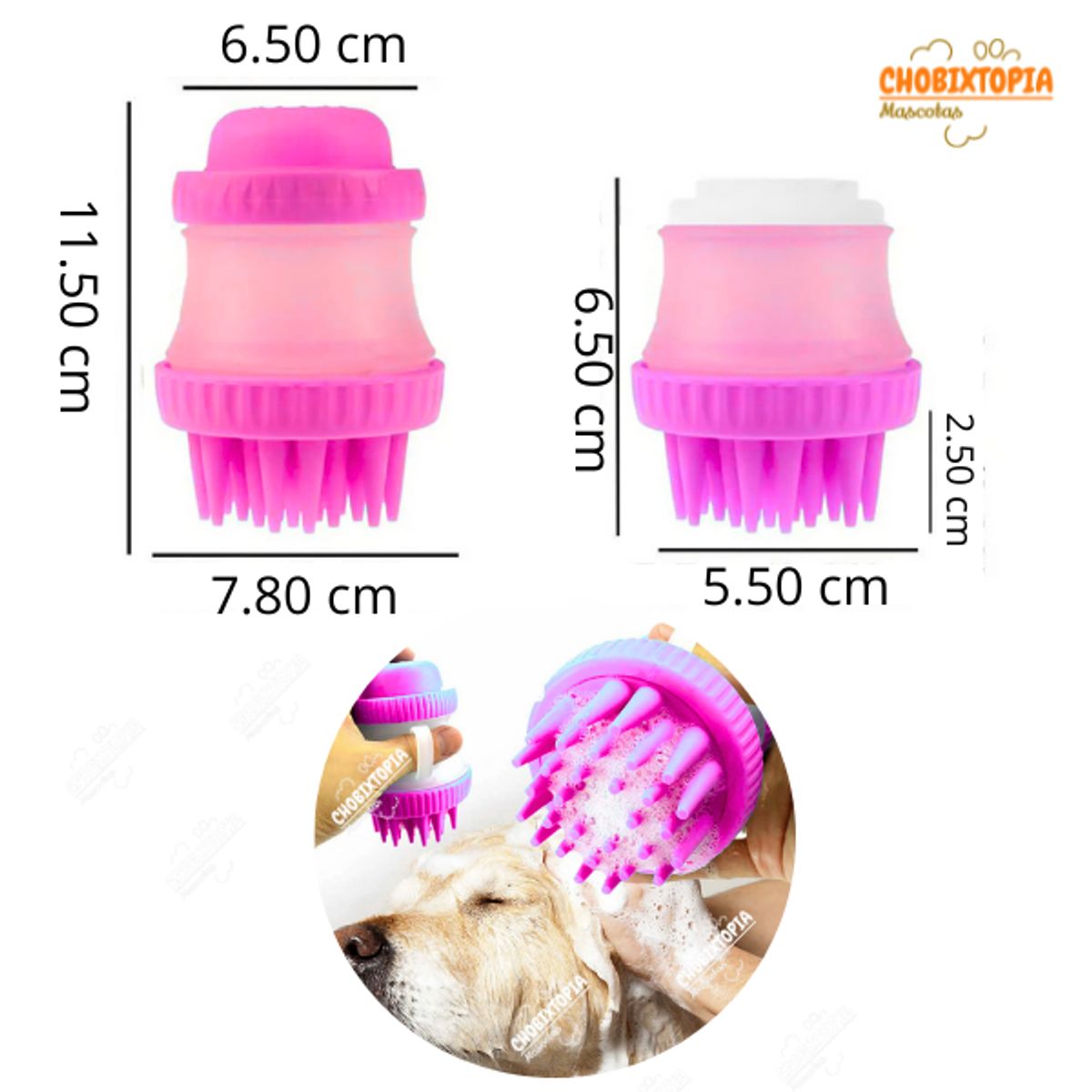 GENERICO - DISPENSADOR DE SHAMPOO-MASAJEADOR PARA PERRO ROSADO