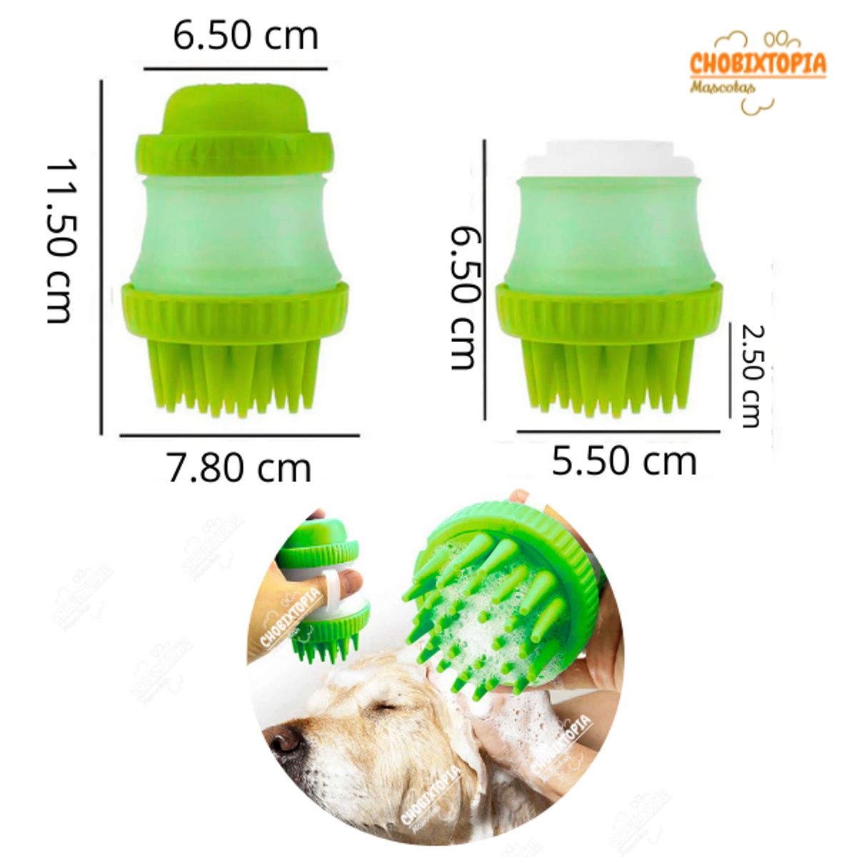 GENERICO - DISPENSADOR DE SHAMPOO-MASAJEADOR PARA PERRO VERDE