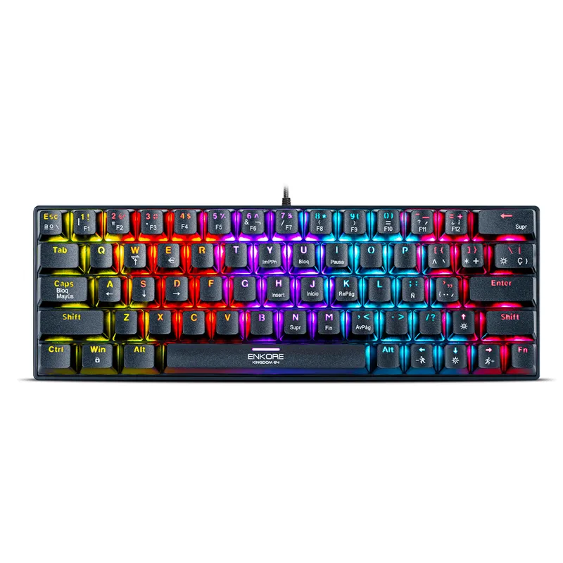 ENKORE - Teclado Mecánico Kingdom 64 Switch Led Rainbow Antighos