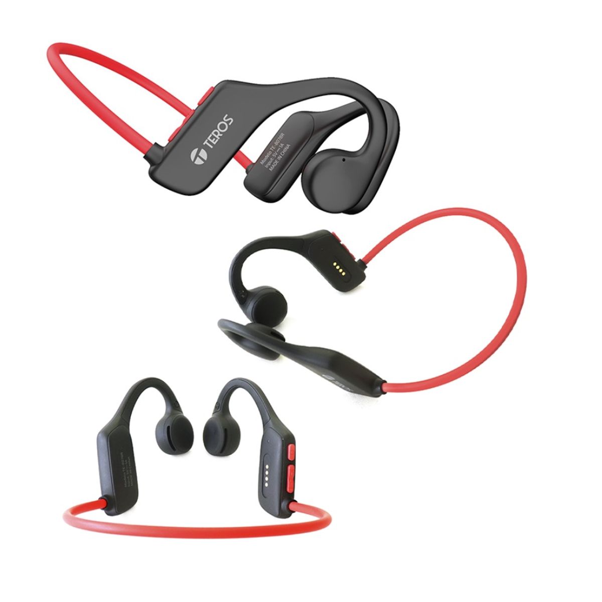 TEROS - AUDÍFONO DE CONDUCCIÓN DE AIRE TEROS TE8078 ROJO Y GRIS
