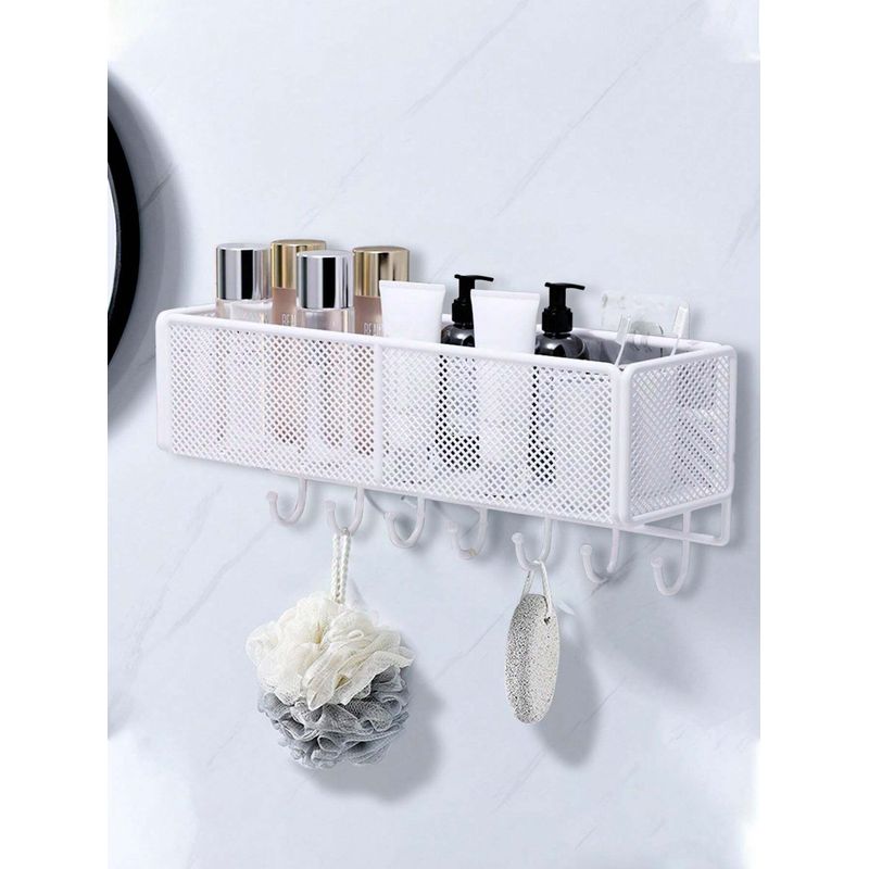 GENERICO - Organizador multiuso Blanco para baño con colgadores 40 cm