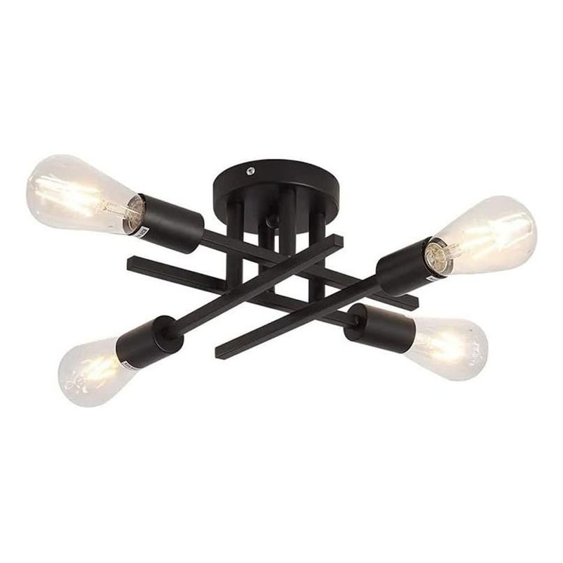HOME NEAT - Lámpara de techo moderna metálica de 4 focos - Negro