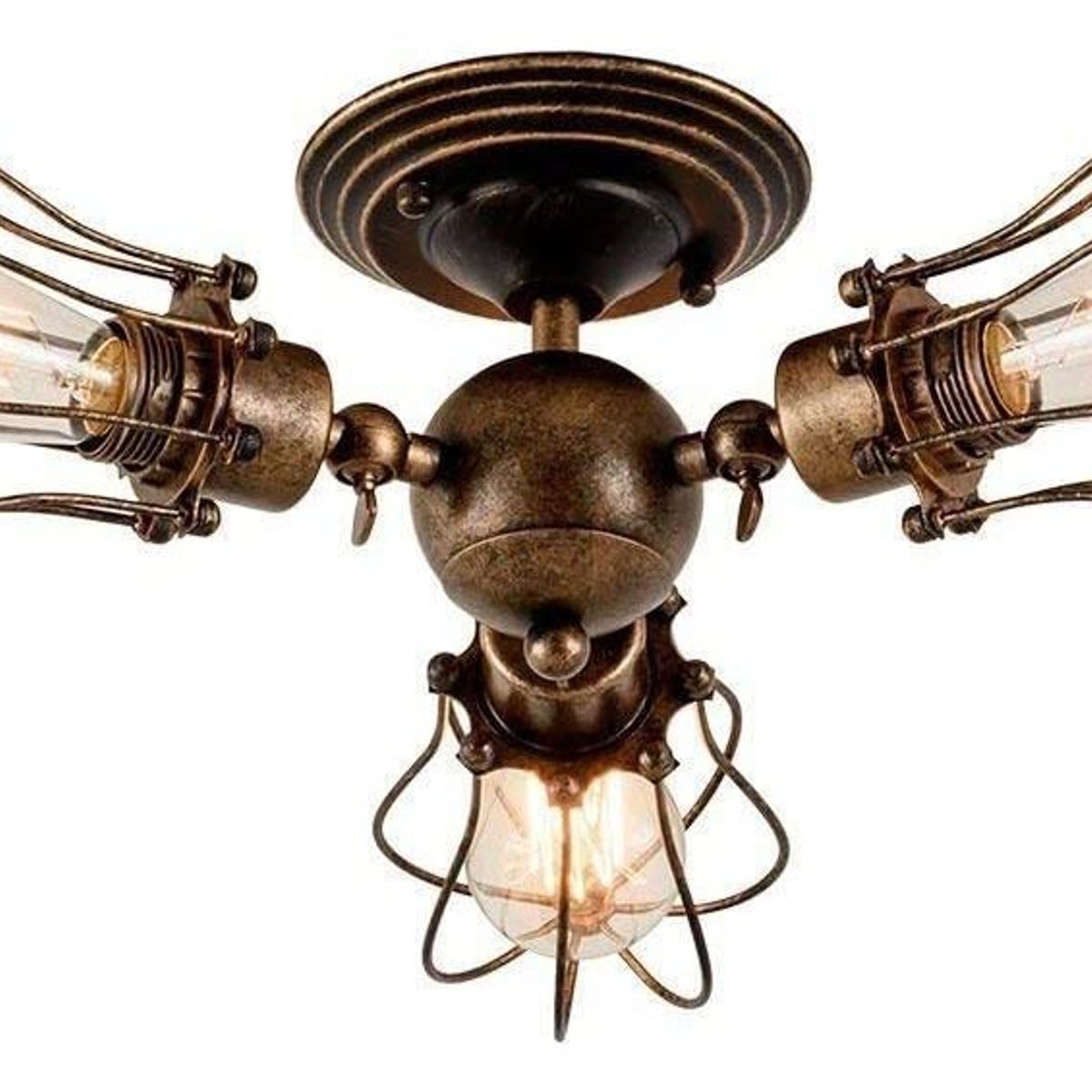 HOME NEAT - Lámpara de Techo Vintage 3 Cabeza de Jaula Lámpara Colgante óxido