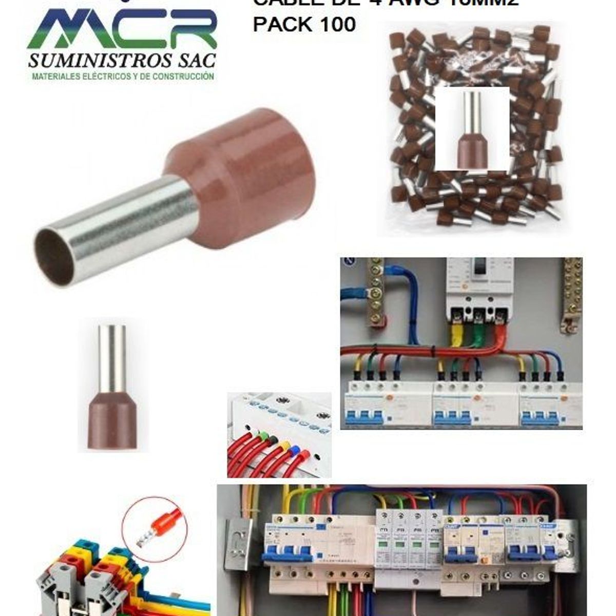 GENERICO - TERMINAL TUBULAR O CONECTOR PARA CABLES DE 4AWG 16MM2 PACK100UND