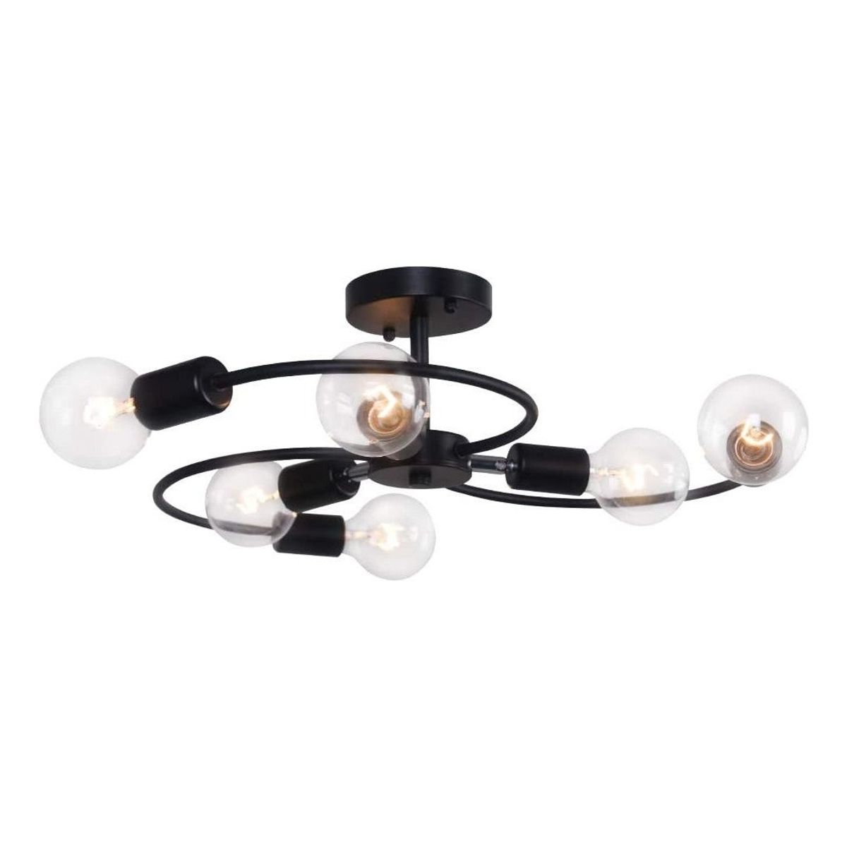 HOME NEAT - Lámpara colgante semi empotrada 6 brazos E27 Negro