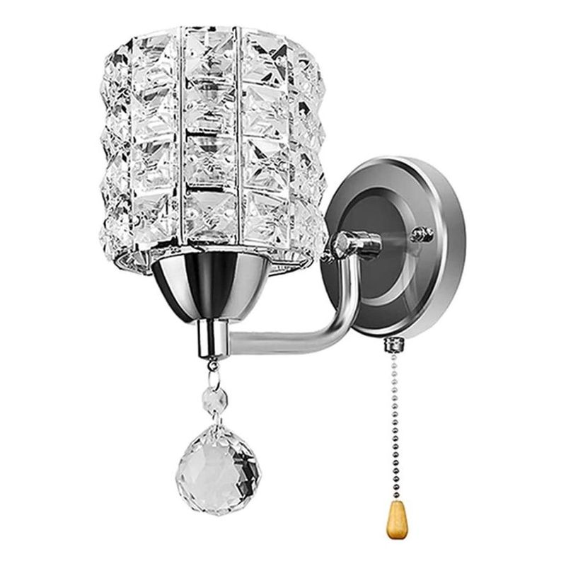 HOME NEAT - Lámpara de pared de cristal moderna con interruptor e27 plata