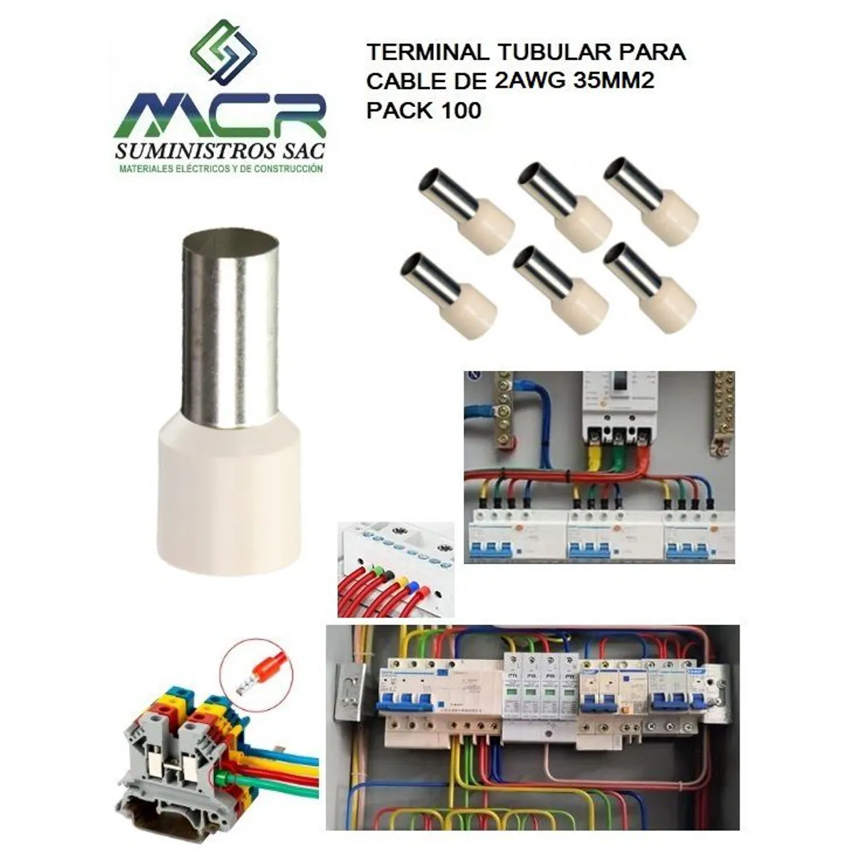 GENERICO - TERMINAL TUBULAR O CONECTOR PARA CABLES DE 2AWG 35MM2 PACK100UND