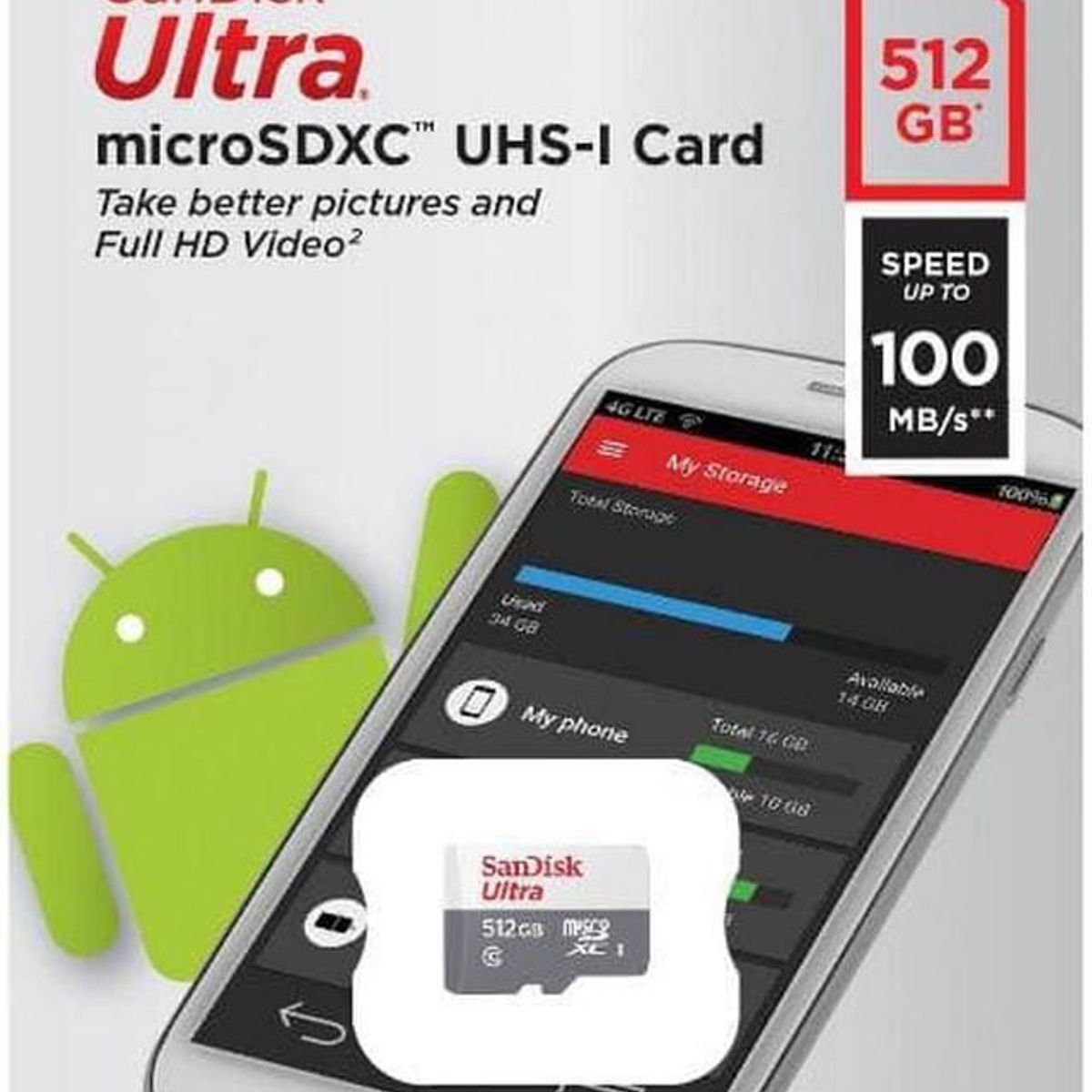 SANDISK - Tarjeta de Memoria Micro Sd Sandisk Ultra  512GB, 100Mb/s