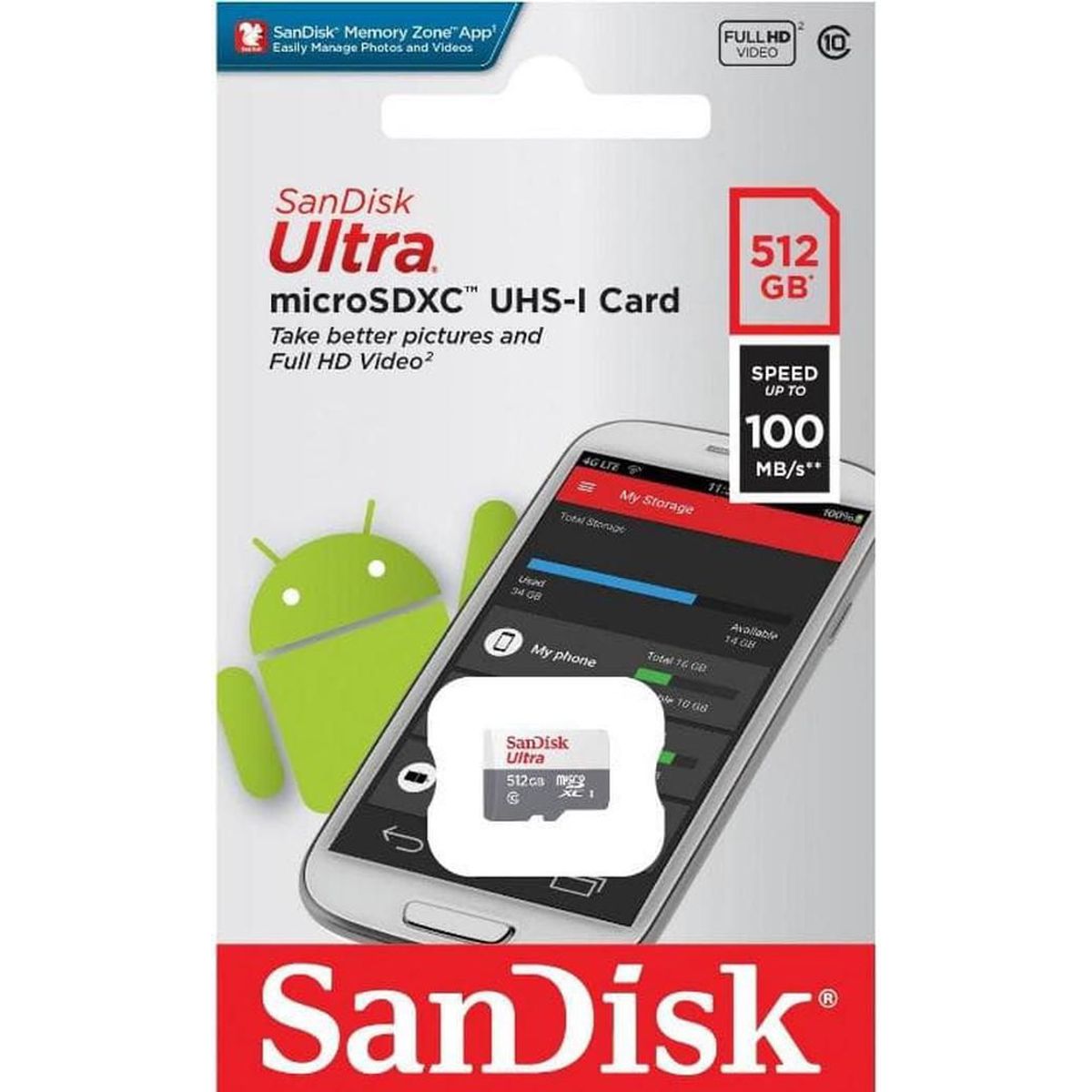 SANDISK - Tarjeta de Memoria Micro Sd Sandisk Ultra  512GB, 100Mb/s