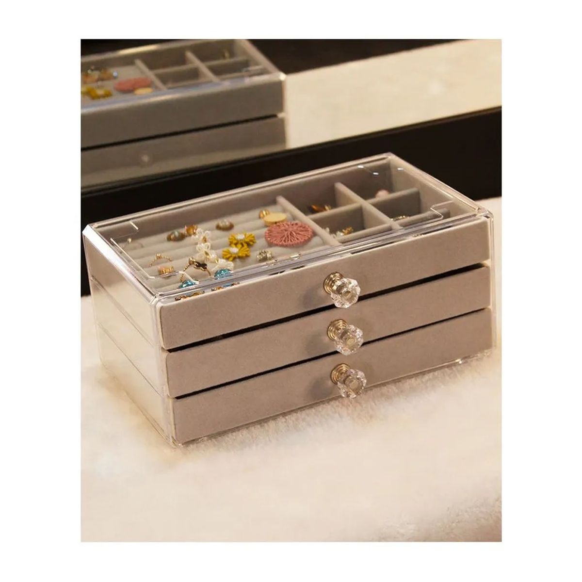 GENERICO - Joyero Organizador De Joyas Cofre Pulseras Relojes 3 Niveles