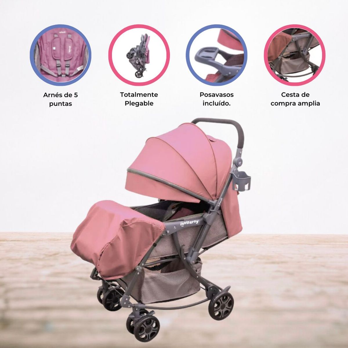 INFANTI - Coche Cuna Mecedora «GENOVA 2G» Pink