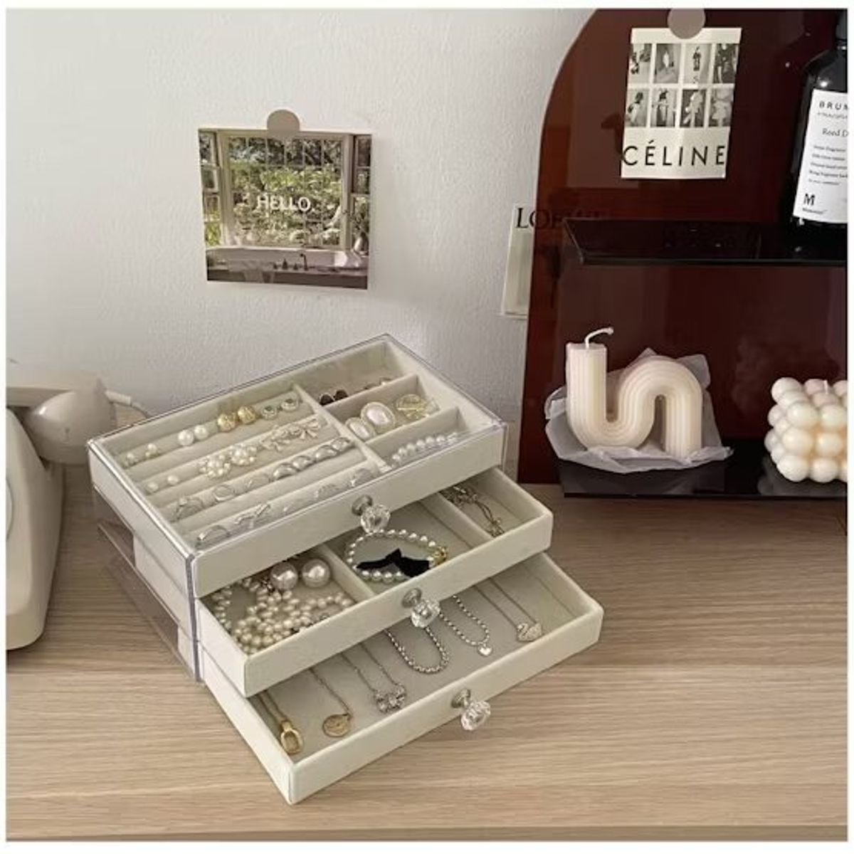 GENERICO - Joyero Organizador De Joyas Cofre Pulseras Relojes 3 Niveles