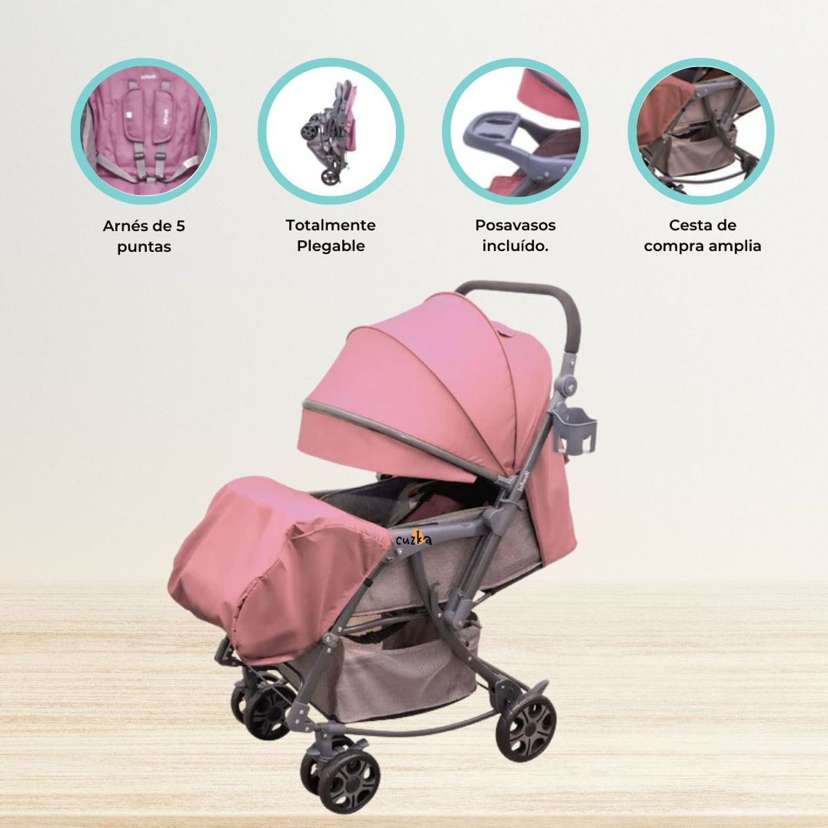 INFANTI - Coche Cuna Mecedora «GENOVA 2G» Pink