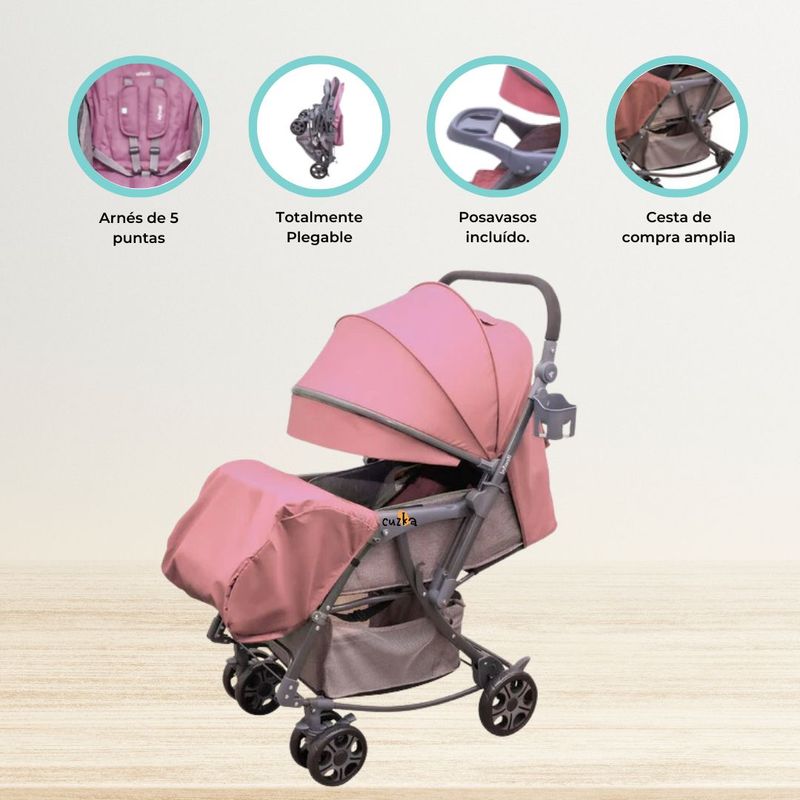 INFANTI - Coche Cuna Mecedora «GENOVA 2G» Pink