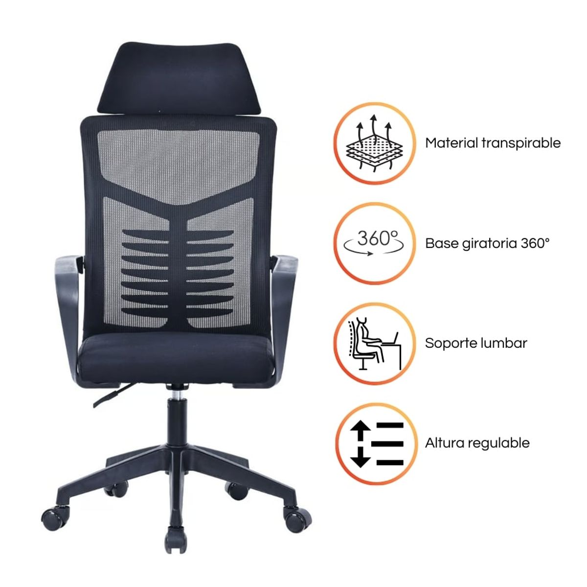 GENERICO - Silla de Escritorio Oficina Ergonomica Con soporte Lumbar DC-248