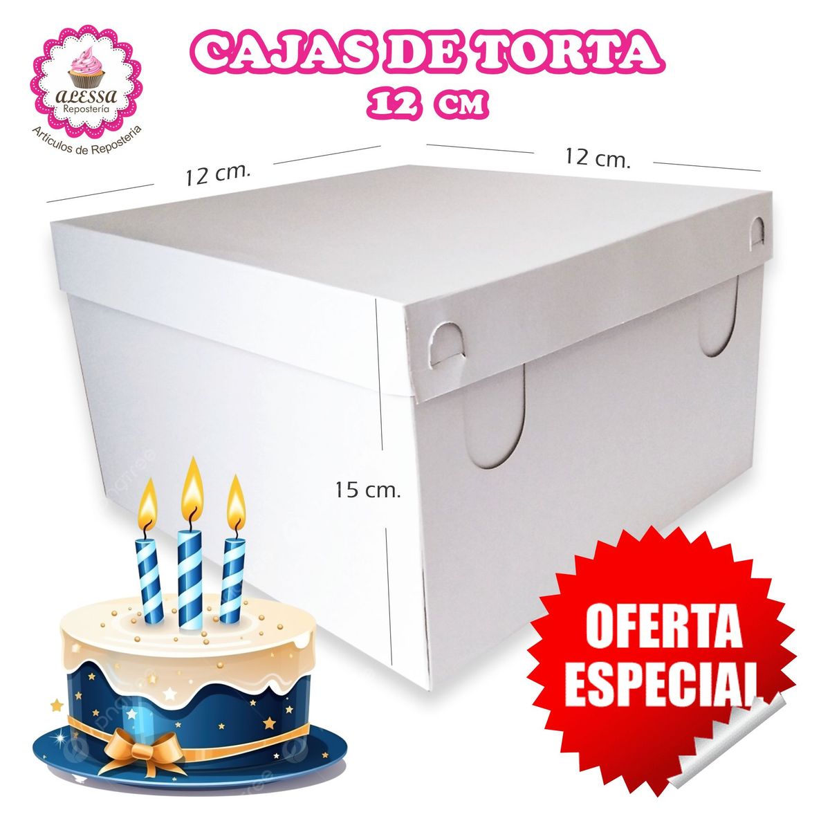 GENERICO - 100 Cajas de Torta Pastel de 12 cm. para Repostería