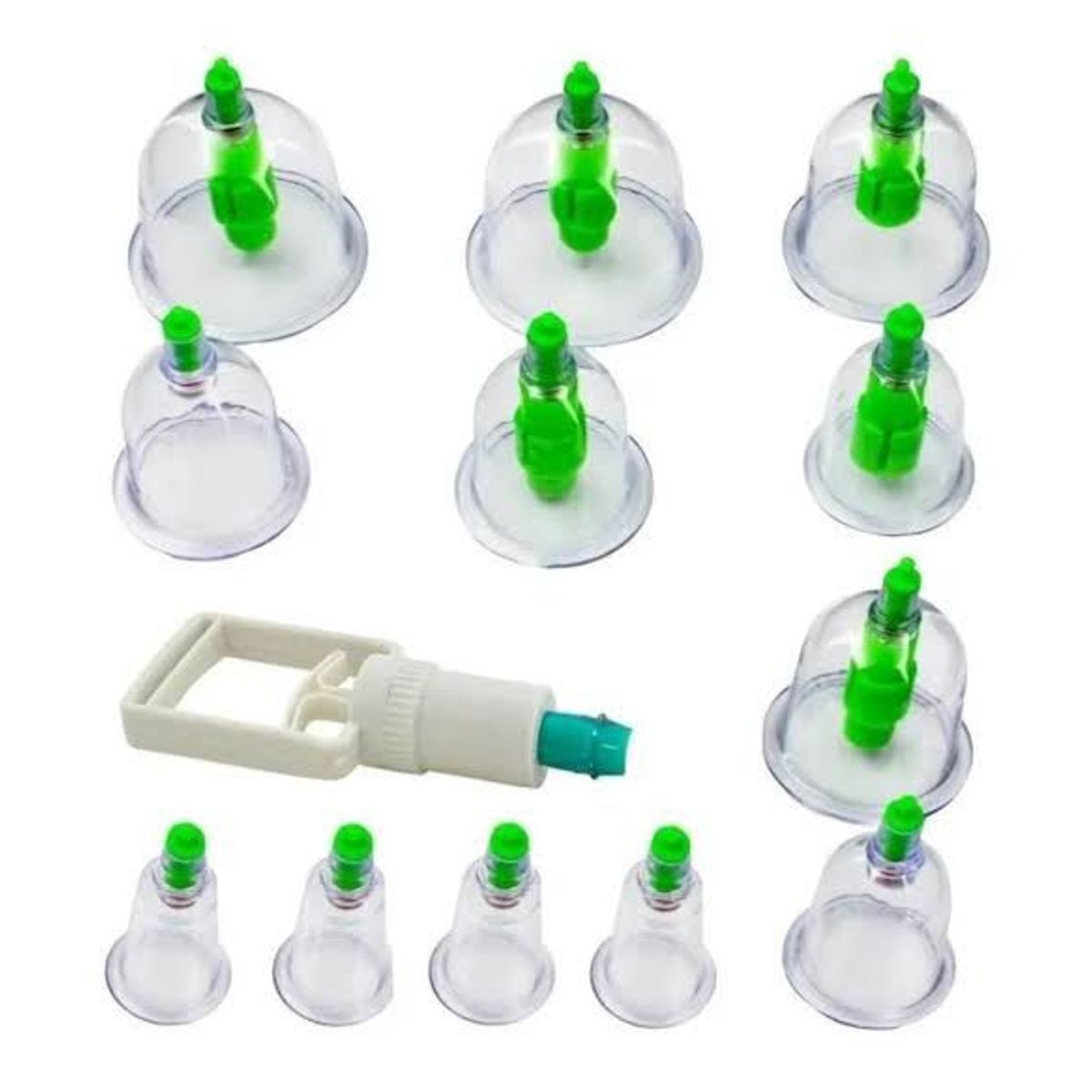 OEM - Copas Ventosas Set de 12 Piezas Terapia China + Bomba Manual
