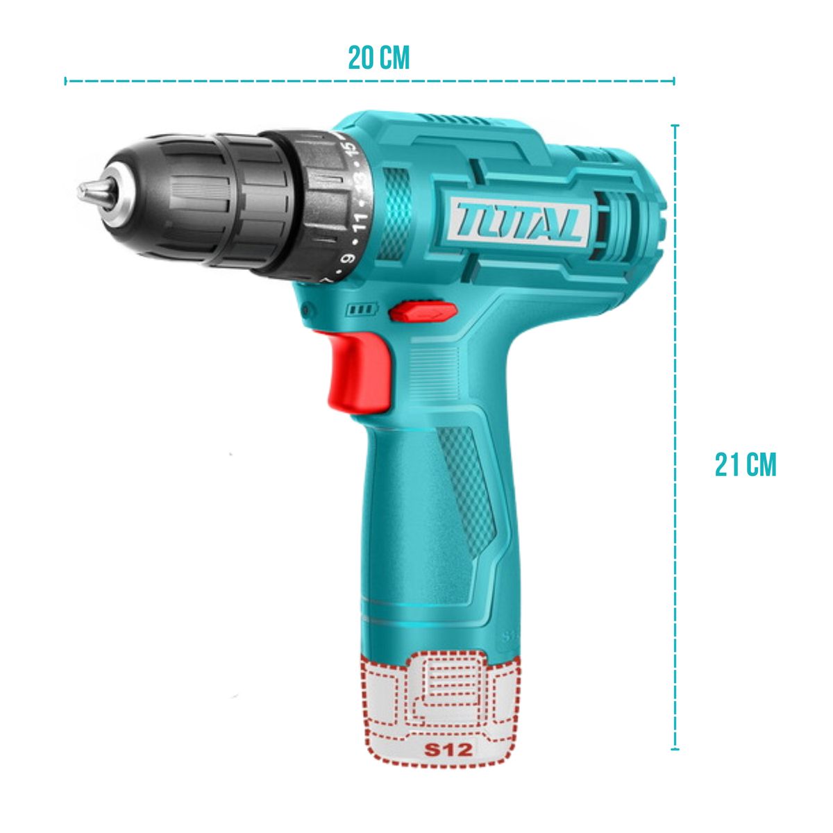TOTAL TOOLS - Taladro 12v + Set 89 herramientas Total