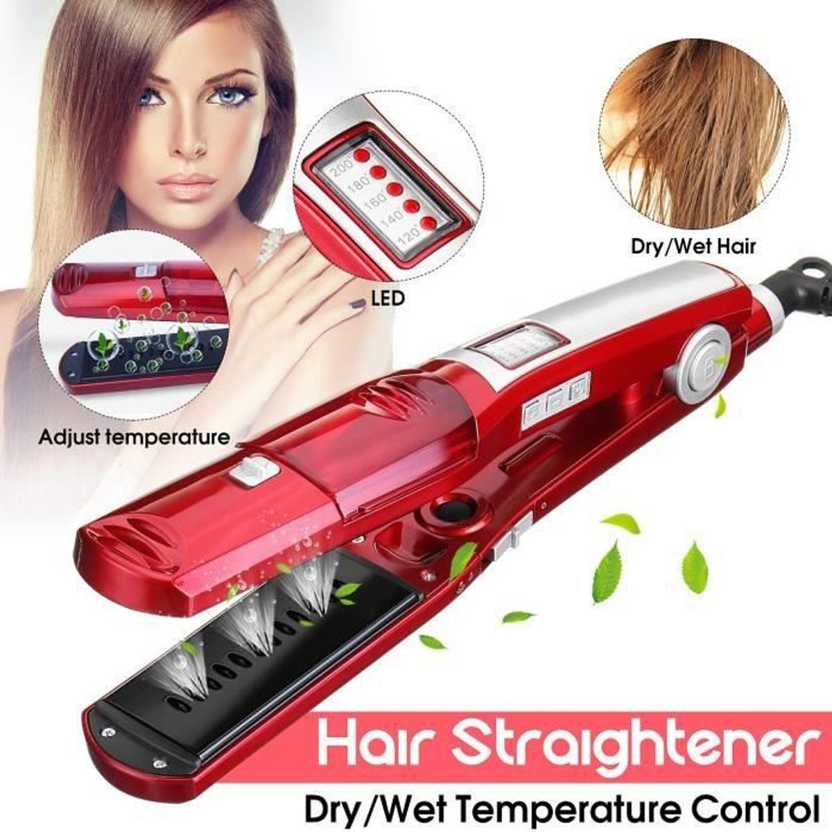 OEM - Plancha de Pelo  Vapor Profesional Alisador de Cerámica  Infrarrojos