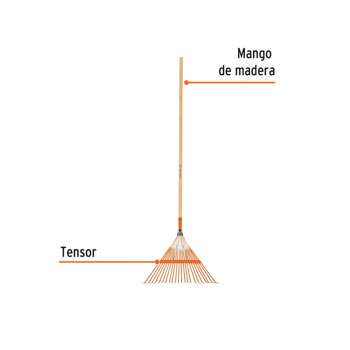 Escoba metálica para jardín,recta, 22 dientes, mango 48" COD 14328 Truper, marca Truper - Foto 2
