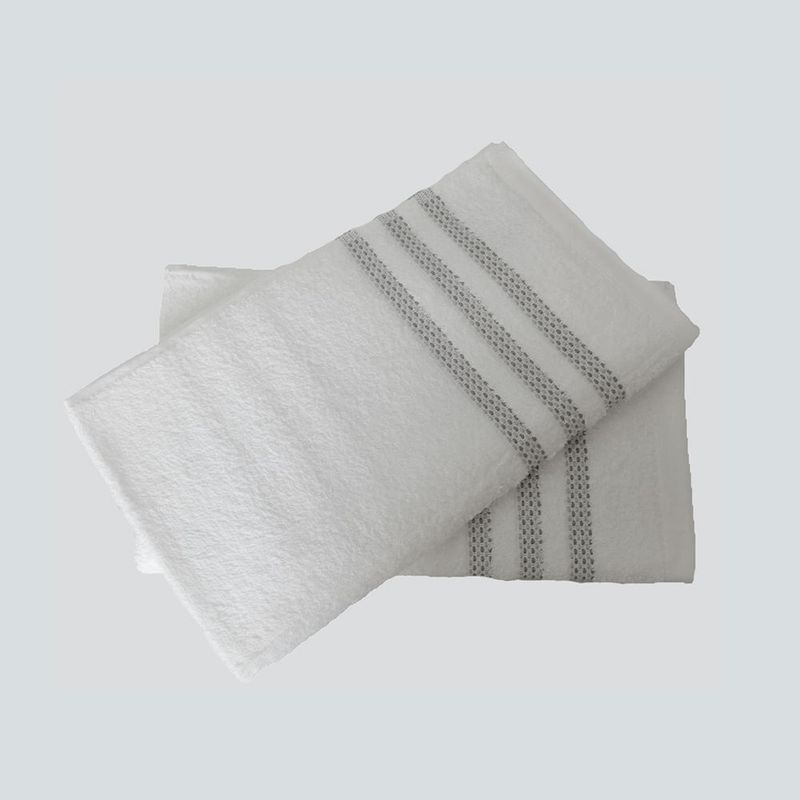 SLEEPER - Pack de 02 Toallas Mano Bahamas Blancas con cenefa Gris