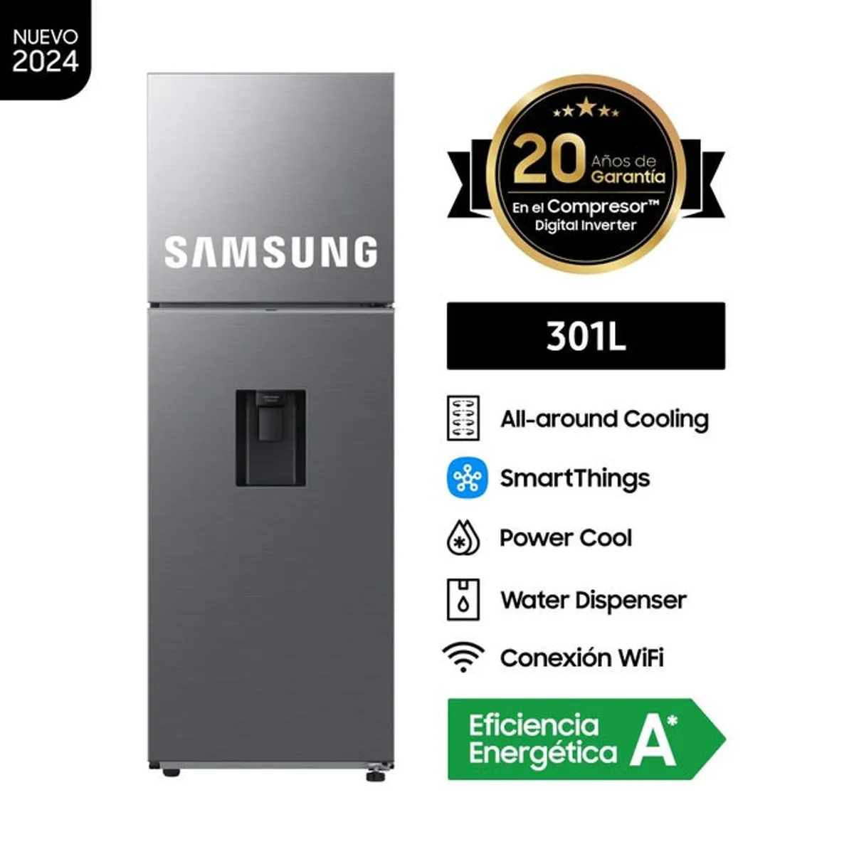 SAMSUNG - REFRIGERADORA SAMSUNG TOP FREEZER 301L RT31DG5220S9PE
