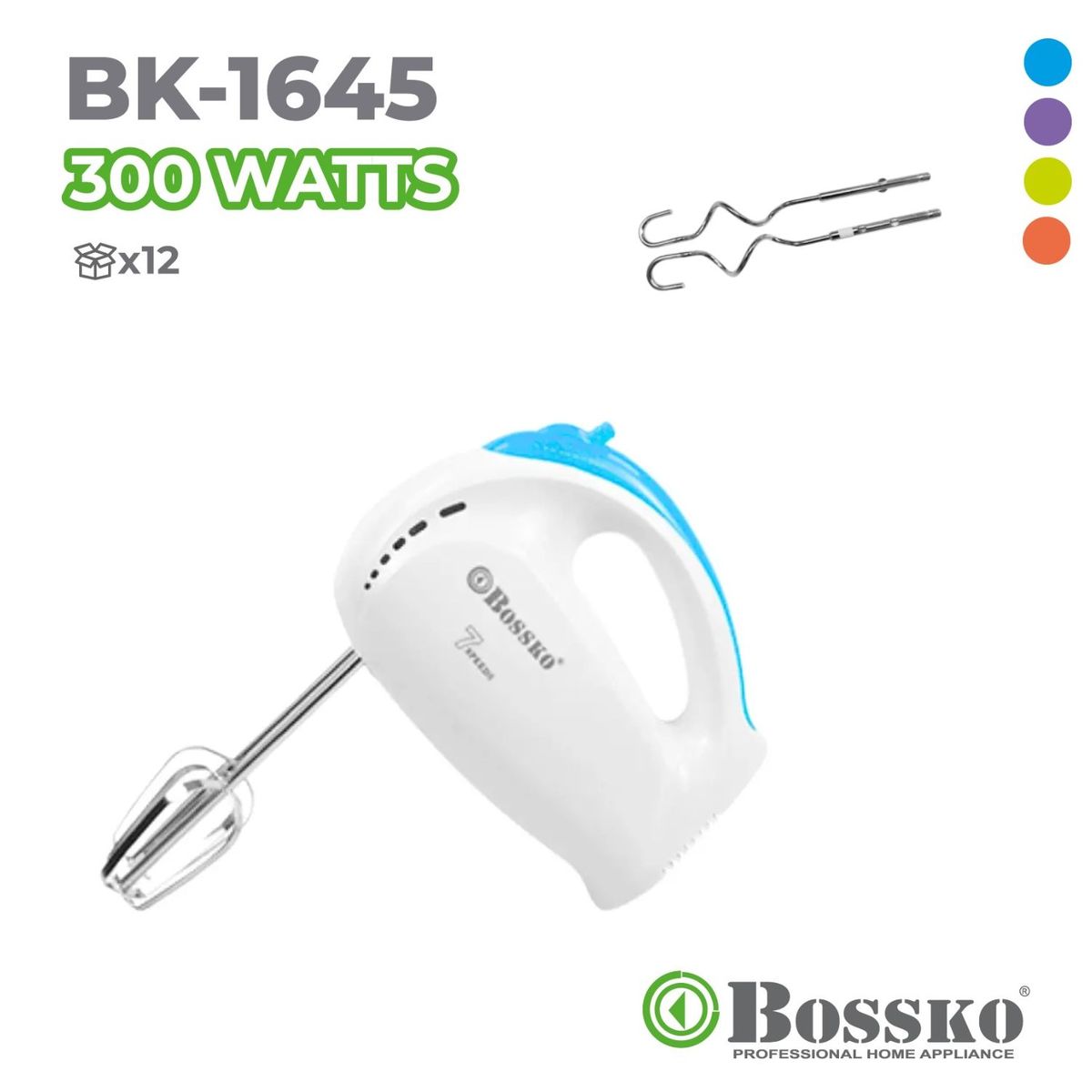 BOSSKO - Batidora De Mano Bossko 300 Wats Bk-1645  Celeste